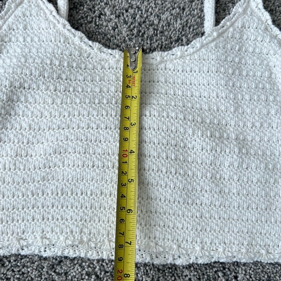 Aerie Summer Nights White Crochet 100% Cotton Lined Cropped Tank Top Size XS - Picture 9 of 12